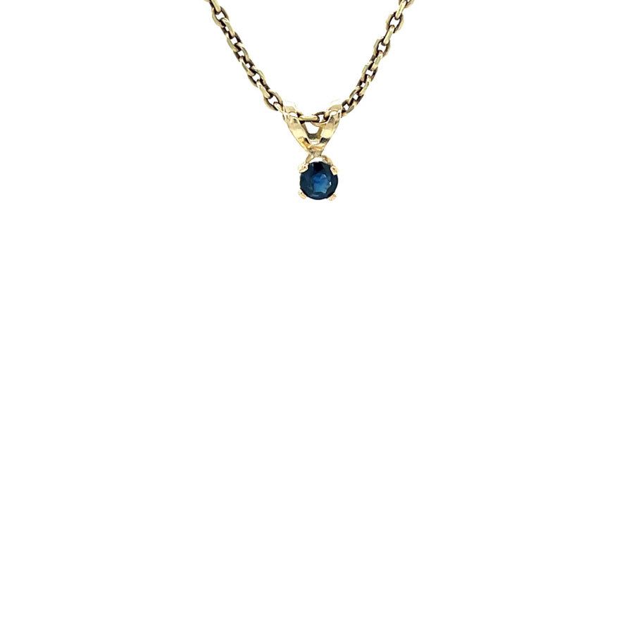 Vintage 14K Gold Solitaire Pendant with Sapphire